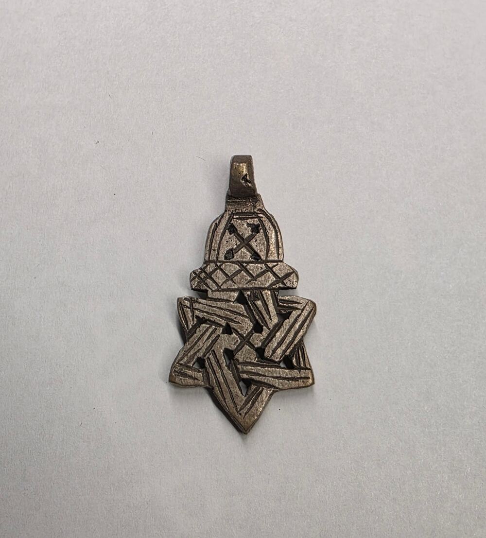 Silver Tone Star Pendant Tribal Geometric Design 1.5"